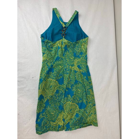 Open Back Dress Boho Details Floral Print Cottage Blue Yellow Twee Size 6 - Picture 9 of 11